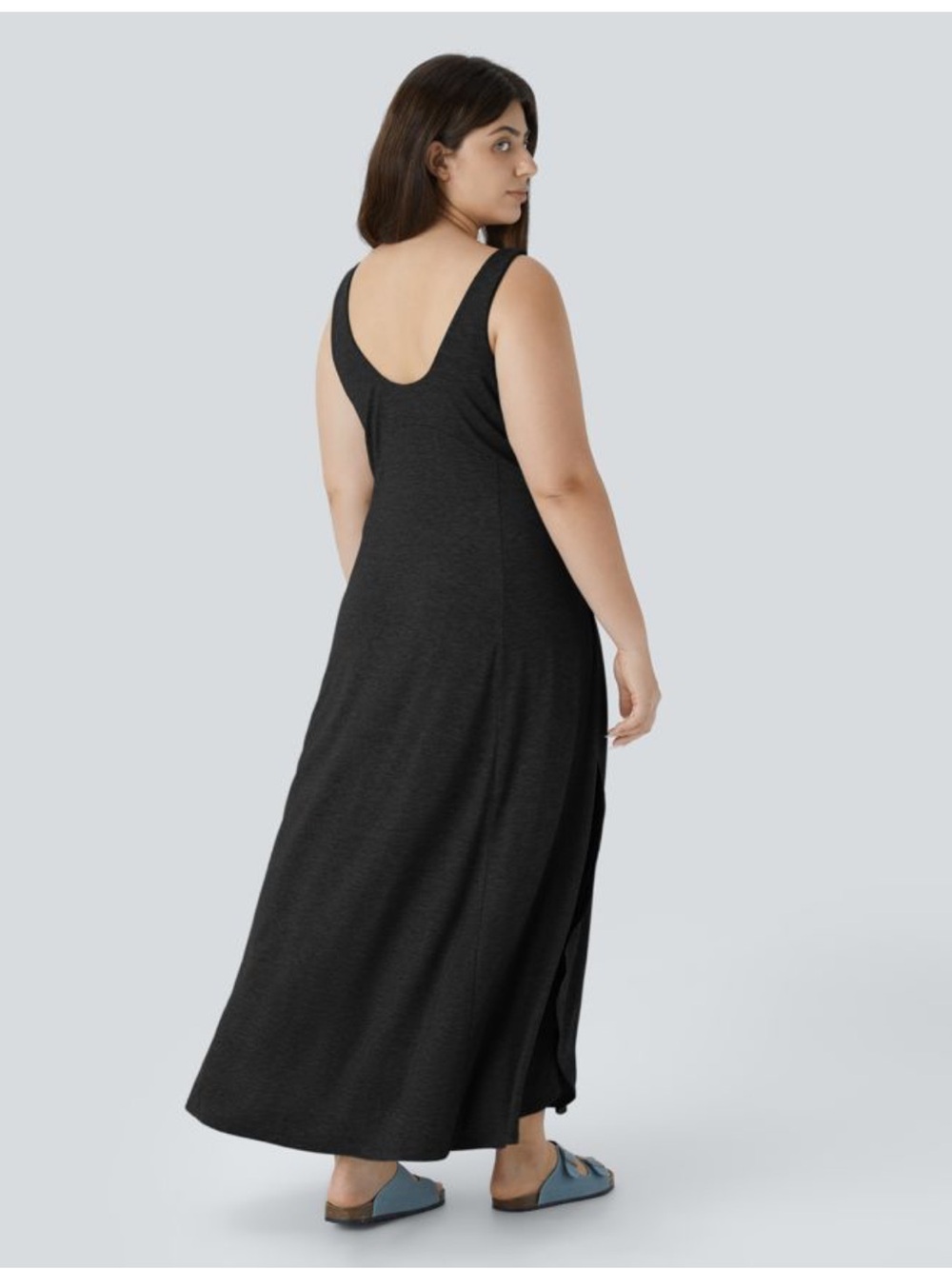 HALARA Black Maxi Tank Dress with Side Slit - Picture 2 of 3